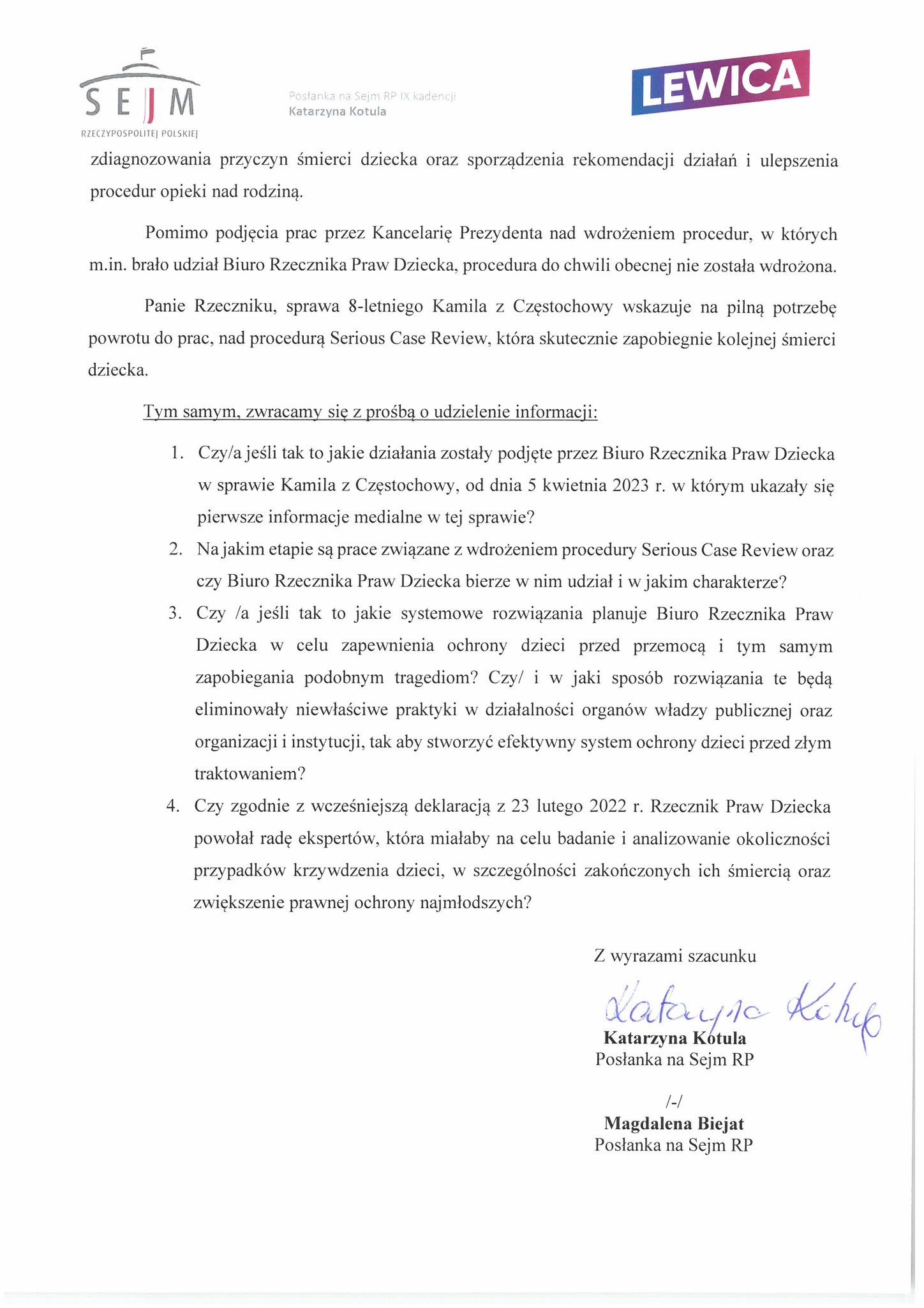 pismo Rzecznik Praw Dziecka1 080523